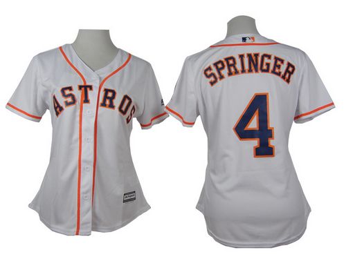 Astros #4 George Springer White Home Women's Stitched MLB Jersey